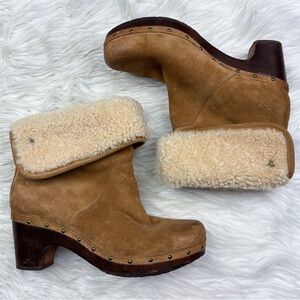 UGG Amoret Tan and Cream Heeled Boots